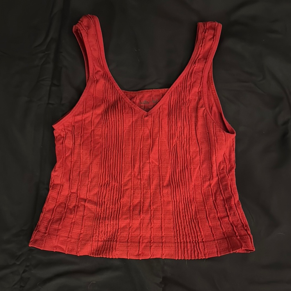 Red Sleeveless V-Neck Top